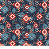 Spirit Peaks Collection-Aztec Geo Grid-Navy-100% Cotton-21250203-02