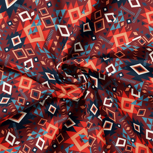 Spirit Peaks Collection-Aztec Geo Grid-Rust-100% Cotton-21250203-03