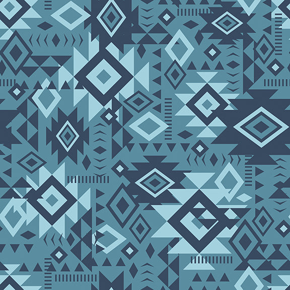 Spirit Peaks Collection-Aztec Geo Grid-Denim-100% Cotton-21250203-04