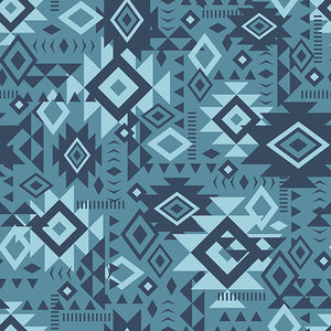 Spirit Peaks Collection-Aztec Geo Grid-Denim-100% Cotton-21250203-04
