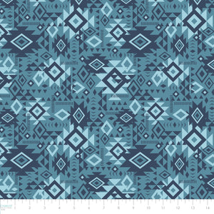 Spirit Peaks Collection-Aztec Geo Grid-Denim-100% Cotton-21250203-04