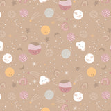 To The Moon Collection-Space Friends-Quilting Cotton-Taupe- 21250701-02