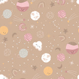 To The Moon Collection-Space Friends-Quilting Cotton-Taupe- 21250701-02