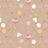 To The Moon Collection-Space Friends-Quilting Cotton-Taupe- 21250701-02