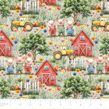 Three Little Pigs Collection-Barn Life-Quilting Cotton- Green -21250802-01