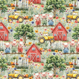 Three Little Pigs Collection-Barn Life-Quilting Cotton- Green -21250802-01