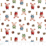 Three Little Pigs Collection-Tiny Builders-Quilting Cotton-White -21250805-01