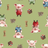 Three Little Pigs Collection-Tiny Builders-Quilting Cotton-Green -21250805-02