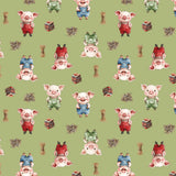Three Little Pigs Collection-Tiny Builders-Quilting Cotton-Green -21250805-02