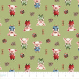 Three Little Pigs Collection-Tiny Builders-Quilting Cotton-Green -21250805-02