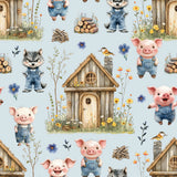 Three Little Pigs Collection-House of Wood-Quilting Cotton-Blue -21250806-01
