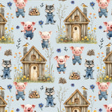 Three Little Pigs Collection-House of Wood-Quilting Cotton-Blue -21250806-01