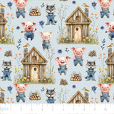 Three Little Pigs Collection-House of Wood-Quilting Cotton-Blue -21250806-01
