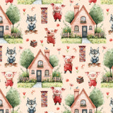 Three Little Pigs Collection-House of Bricks-Quilting Cotton-Peach -21250807-01