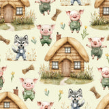 Three Little Pigs Collection-House of Hay-Quilting Cotton-Yellow -21250808-01
