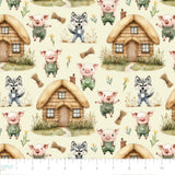 Three Little Pigs Collection-House of Hay-Quilting Cotton-Yellow -21250808-01