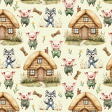 Three Little Pigs Collection-House of Hay-Quilting Cotton-Yellow -21250808-01