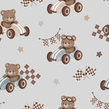 Racing Bears Collection-Race Champions-Quilting Cotton- Grey -21251401-03