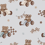 Racing Bears Collection-Race Champions-Quilting Cotton- Grey -21251401-03