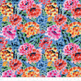 Chromatic Roar Collection-Brush Stroke Floral-Blue-100% Cotton-21260101-02