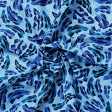Chromatic Roar Collection-Brush Stroke Leaves-Blue-100% Cotton-21260103-02