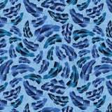 Chromatic Roar Collection-Brush Stroke Leaves-Blue-100% Cotton-21260103-02