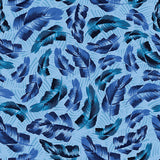 Chromatic Roar Collection-Brush Stroke Leaves-Blue-100% Cotton-21260103-02