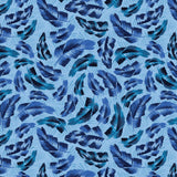 Chromatic Roar Collection-Brush Stroke Leaves-Blue-100% Cotton-21260103-02