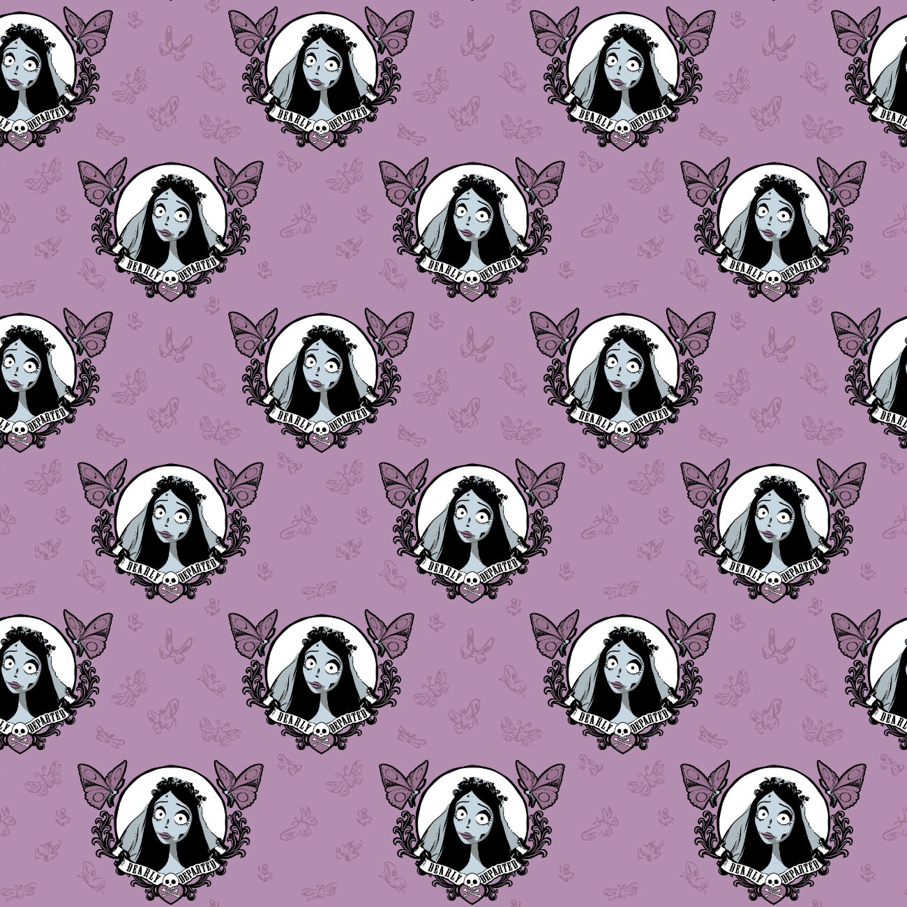 Corpse Bride Collection-Dearly Departed-Mauve-100% Cotton-23290104-01