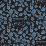Corpse Bride Collection-Roses & Title-Blue-100% Cotton-23290106-01