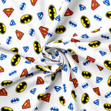 Justice League - Batman & Superman Collection-DC Legendary Logos-Quilting Cotton-White-23421517-01