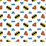 Justice League - Batman & Superman Collection-DC Legendary Logos-Quilting Cotton-White-23421517-01