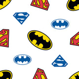 Justice League - Batman & Superman Collection-DC Legendary Logos-Quilting Cotton-White-23421517-01