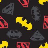 Justice League - Batman & Superman Collection-DC Iconic Logos-Quilting Cotton-Black-23421518-01