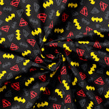 Justice League - Batman & Superman Collection-DC Iconic Logos-Quilting Cotton-Black-23421518-01