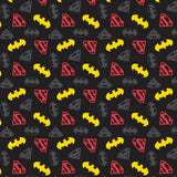 Justice League - Batman & Superman Collection-DC Iconic Logos-Quilting Cotton-Black-23421518-01