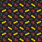 Justice League - Batman & Superman Collection-DC Iconic Logos-Quilting Cotton-Black-23421518-01