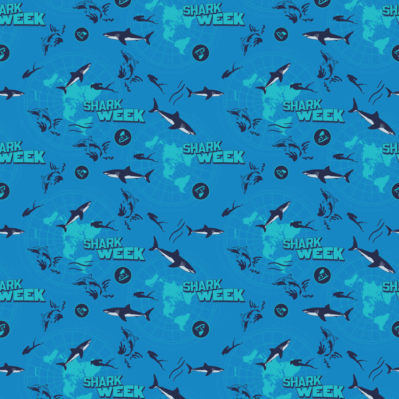 Shark Week Collection-World Ocean Tour-Blue-100% Cotton-23560104-01