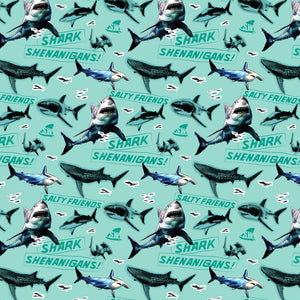 Shark Week Collection-Shark Shenanigans-Light Turquoise-100% Cotton-23560105-01