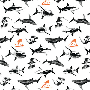 Shark Week Collection-High Contrast Predators-White-100% Cotton-23560106-01