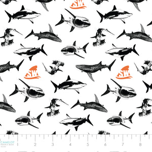 Shark Week Collection-High Contrast Predators-White-100% Cotton-23560106-01