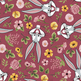 Looney Tunes Floral Collection-Sunny Side Bugs-Quilting Cotton-Raspberry -23600236-03
