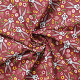 Looney Tunes Floral Collection-Sunny Side Bugs-Quilting Cotton-Raspberry -23600236-03