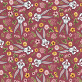 Looney Tunes Floral Collection-Sunny Side Bugs-Quilting Cotton-Raspberry -23600236-03