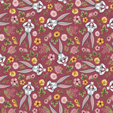 Looney Tunes Floral Collection-Sunny Side Bugs-Quilting Cotton-Raspberry -23600236-03