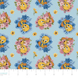 Looney Tunes Floral Collection-Floral Burst Tweety-Quilting Cotton- Blue -23600237-05