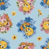 Looney Tunes Floral Collection-Floral Burst Tweety-Quilting Cotton- Blue -23600237-05