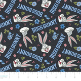 Looney Tunes Floral Collection-Bugs Bunny Petals-Quilting Cotton-Charcoal -23600238-02