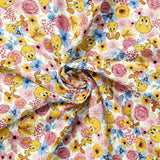 Looney Tunes Floral Collection-Tweety Bouquet-Quilting Cotton- White-23600240-01