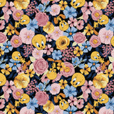 Looney Tunes Floral Collection-Tweety Bouquet-Quilting Cotton-Black -23600240-02